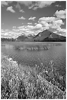 Mt Rundle and second Vermillion lake, afternoon. Banff National Park, Canadian Rockies, Alberta, Canada ( black and white)