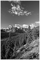 Valley of Ten Peaks, early morning. Banff National Park, Canadian Rockies, Alberta, Canada (black and white)