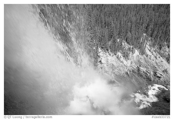 Water tumbling down Panther Falls. Banff National Park, Canadian Rockies, Alberta, Canada (black and white)