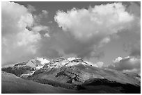 Peak and cloud near the Columbia Icefield,  early morning. Jasper National Park, Canadian Rockies, Alberta, Canada ( black and white)