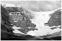 Snow Dome Glacier, Snow Dome, and Mt Kitchener. Jasper National Park, Canadian Rockies, Alberta, Canada (black and white)