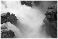 Rushing water, Athabasca Falls. Jasper National Park, Canadian Rockies, Alberta, Canada (black and white)