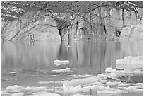 Front of Cavell Glacier reflected in glacial lake. Jasper National Park, Canadian Rockies, Alberta, Canada ( black and white)
