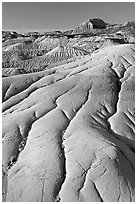 Coulee badlands with clay erosion patters, Dinosaur Provincial Park. Alberta, Canada ( black and white)