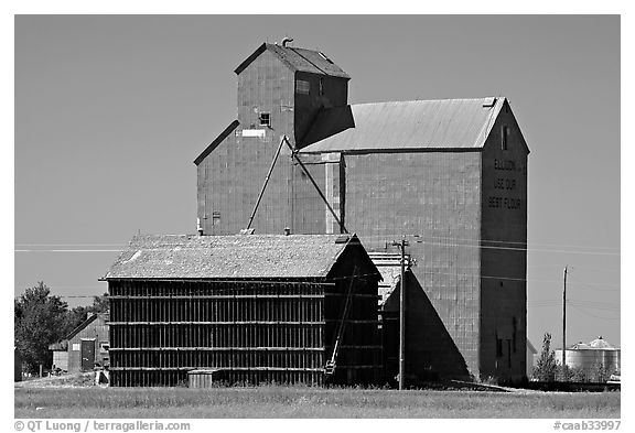 Grain storage facility. Alberta, Canada (black and white)