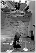 Interpretative center exhibit, Head-smashed-In Buffalo Jump. Alberta, Canada (black and white)