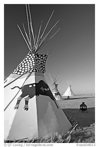Teepee tents,  Head-Smashed-In Buffalo Jump. Alberta, Canada