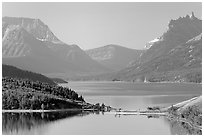 Upper Waterton Lake. Waterton Lakes National Park, Alberta, Canada ( black and white)