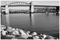 Burrard Bridge, late afternoon. Vancouver, British Columbia, Canada ( black and white)