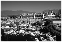 Small boat harbor on False Creek. Vancouver, British Columbia, Canada ( black and white)