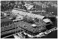 Granville Island and Public Market. Vancouver, British Columbia, Canada ( black and white)