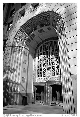 Art Deco entrance, 255 Burrard Street. Vancouver, British Columbia, Canada (black and white)