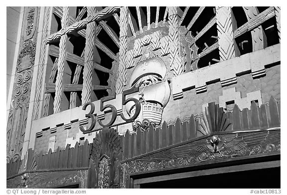 Art Deco entrance of the Marine building. Vancouver, British Columbia, Canada (black and white)