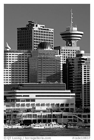 Harbor center, late afternoon. Vancouver, British Columbia, Canada (black and white)