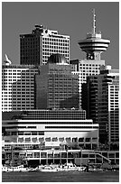 Harbor center, late afternoon. Vancouver, British Columbia, Canada ( black and white)