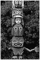 Totem section, Stanley Park. Vancouver, British Columbia, Canada (black and white)