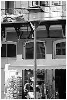 Lamp post and store in Chinatown. Victoria, British Columbia, Canada (black and white)