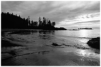 Half-moon bay, late afternoon. Pacific Rim National Park, Vancouver Island, British Columbia, Canada ( black and white)
