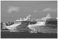 Cruise ships. Victoria, British Columbia, Canada ( black and white)