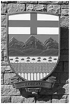 Shield of Alberta Province. Victoria, British Columbia, Canada ( black and white)