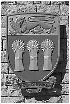 Shield of Saskatchewan Province. Victoria, British Columbia, Canada ( black and white)