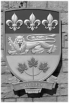 Shield of Quebec Province. Victoria, British Columbia, Canada ( black and white)
