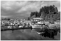 Small boat harbor, Port Alberni. Vancouver Island, British Columbia, Canada ( black and white)