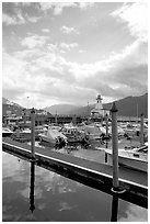 Harbour on Alberni Inlet, Port Alberni. Vancouver Island, British Columbia, Canada ( black and white)