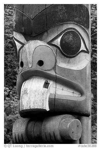 Totem pole detail, Thunderbird Park. Victoria, British Columbia, Canada
