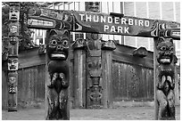 Thunderbird Park. Victoria, British Columbia, Canada ( black and white)