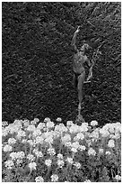 Florentine statue of Mercury. Butchart Gardens, Victoria, British Columbia, Canada ( black and white)