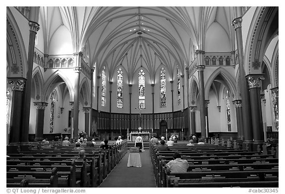 Interior of church. Victoria, British Columbia, Canada (black and white)