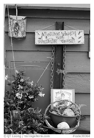 Whimsical decorations on houseboat. Victoria, British Columbia, Canada