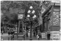 Steam clock in Water Street. Vancouver, British Columbia, Canada ( black and white)
