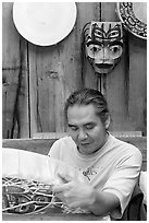 First nations carver. Vancouver, British Columbia, Canada ( black and white)