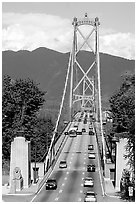 Lions Gate Bridge, mid-day. Vancouver, British Columbia, Canada ( black and white)