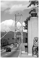 Lions Gate suspension bridge. Vancouver, British Columbia, Canada ( black and white)
