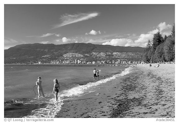 Girls playing in water, Stanley Park. Vancouver, British Columbia, Canada