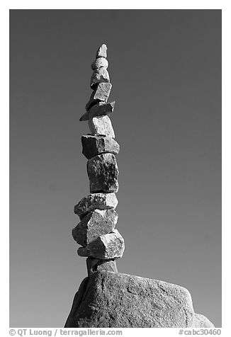 Balanced rocks against blue sky, Stanley Park. Vancouver, British Columbia, Canada (black and white)
