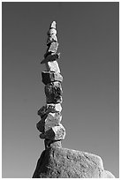 Balanced rocks against blue sky, Stanley Park. Vancouver, British Columbia, Canada (black and white)