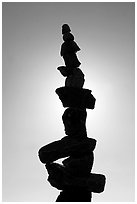 Backlit balanced rocks. Vancouver, British Columbia, Canada ( black and white)
