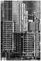 Residential towers in construction. Vancouver, British Columbia, Canada ( black and white)