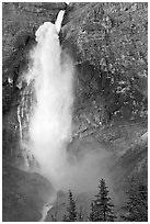 Takakkaw Falls, one the Canada's highest waterfalls. Yoho National Park, Canadian Rockies, British Columbia, Canada ( black and white)