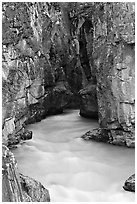 Tokkum Creek at the entrance of narrows of Marble Canyon. Kootenay National Park, Canadian Rockies, British Columbia, Canada ( black and white)