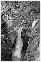 Natural bridge in Marble Canyon. Kootenay National Park, Canadian Rockies, British Columbia, Canada (black and white)