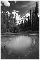 Ochre mineral pool called Paint Pot, used as a source of color by the First Nations. Kootenay National Park, Canadian Rockies, British Columbia, Canada ( black and white)