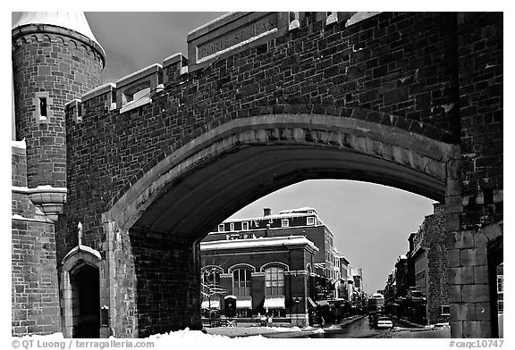 Old city gate. Quebec, Canada (black and white)