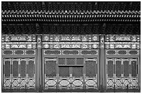 Facade detail in the back of the Hall of Preserving Harmony, Forbidden City. Beijing, China ( black and white)