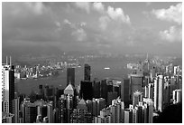 View from Victoria Peak, late afternoon. Hong-Kong, China (black and white)
