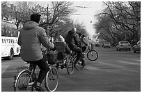 Bicyles and cyclo on street. Beijing, China ( black and white)